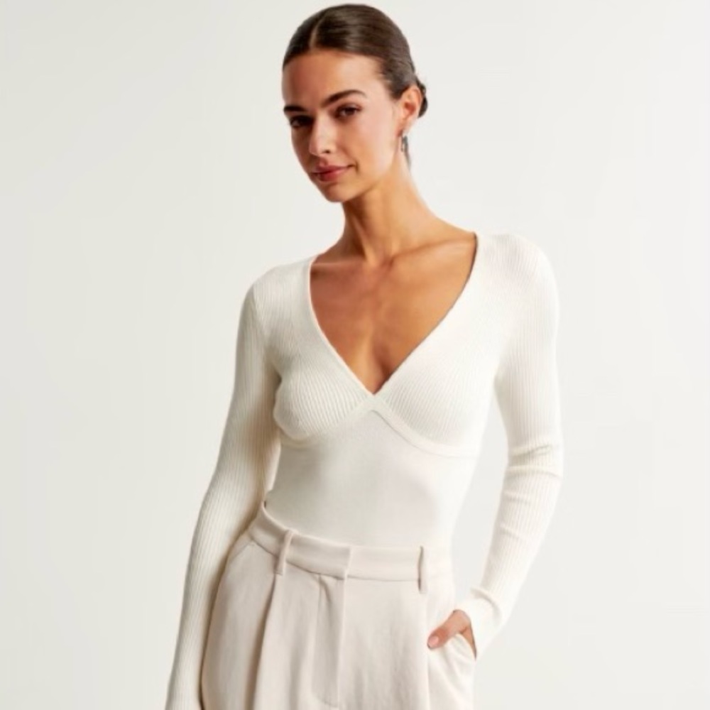 Long sleeve v-neck sweater bodysuit